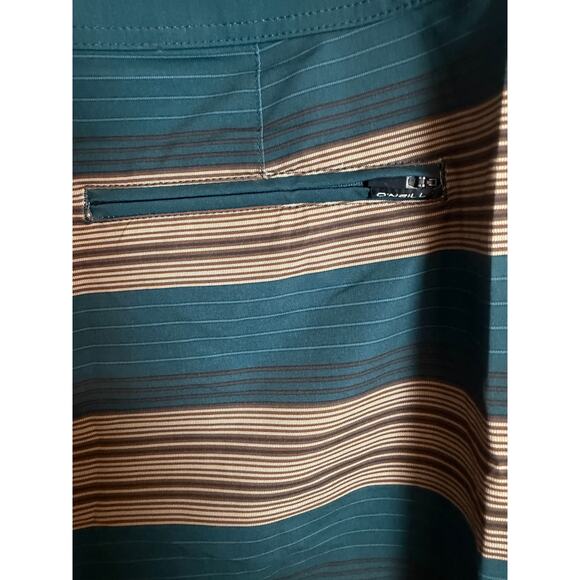 O'neill Men Board Shorts Size 38 Superfreak Stretch Brown Green Stripe New - Picture 6 of 9